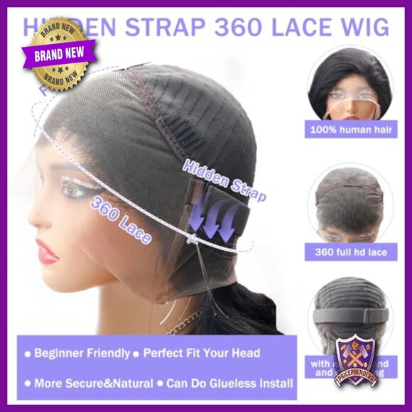 360 Lace Front Wig Human Hair 250% Density Deep Wave Glueless Drawstring